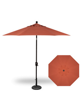 9' Push Button Tilt Umbrella Black / Pottery